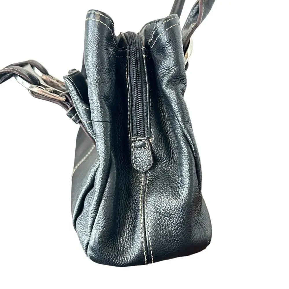 Tignanello Classic Leather Shoulder Bag Purse Black Italy